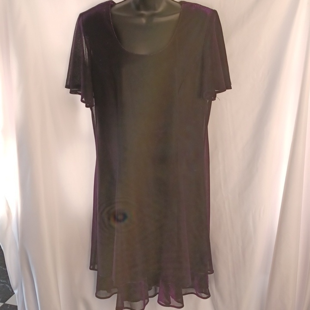 VINTAGE- 80s Evening/Cocktail Purple Shimmering Dress- Size 14, 22" pit to pit